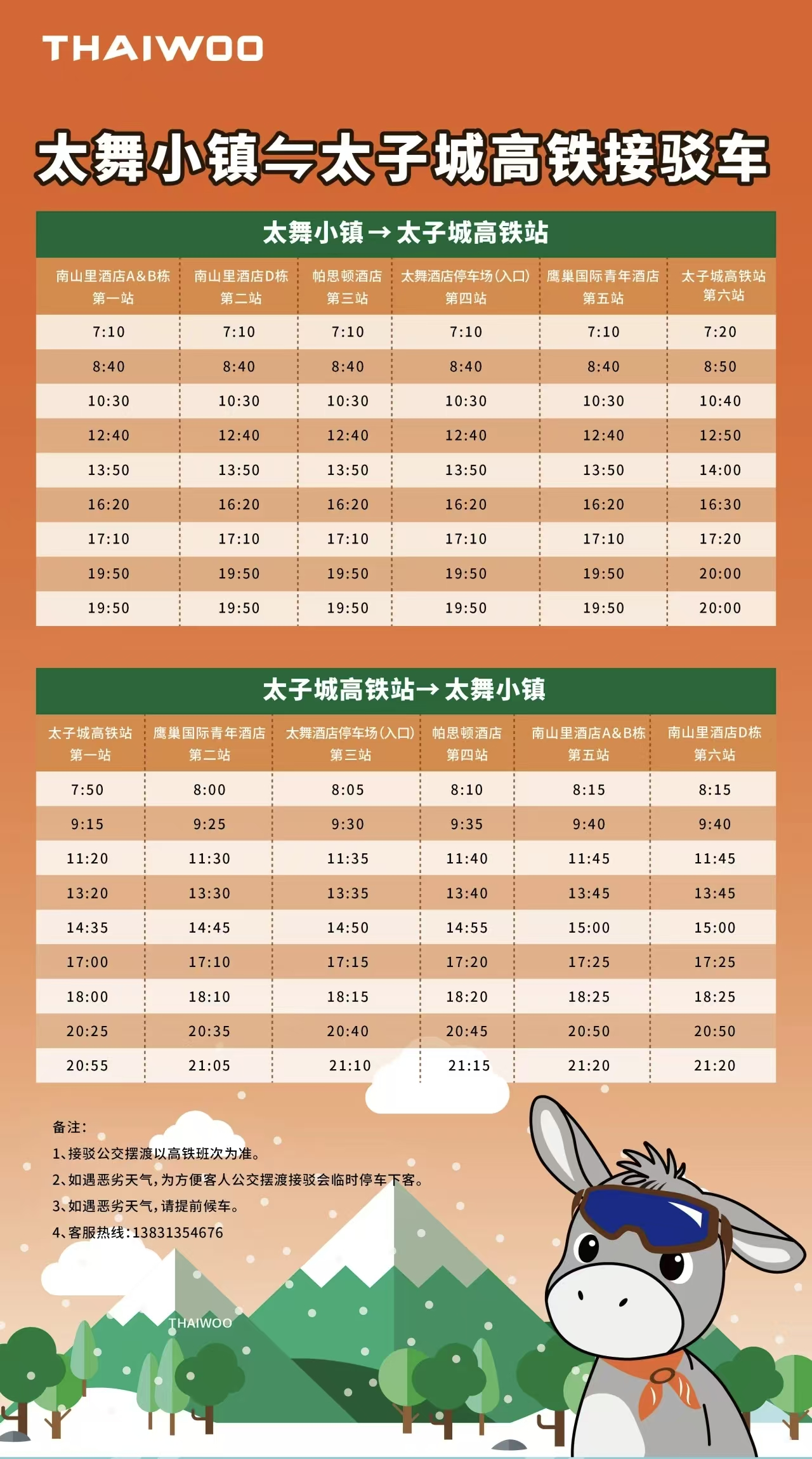 太子城高铁站↔太舞